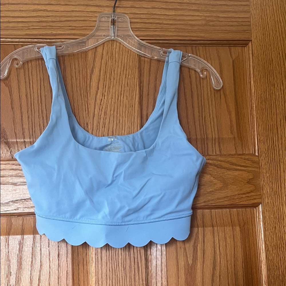 JoyLab Light Blue Scallop Hem Crop Tank